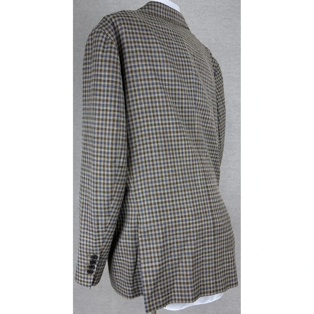 Brooks Brothers Regent Fit Blazer 46R Mens Brown Blue Check Wool Sport Coat